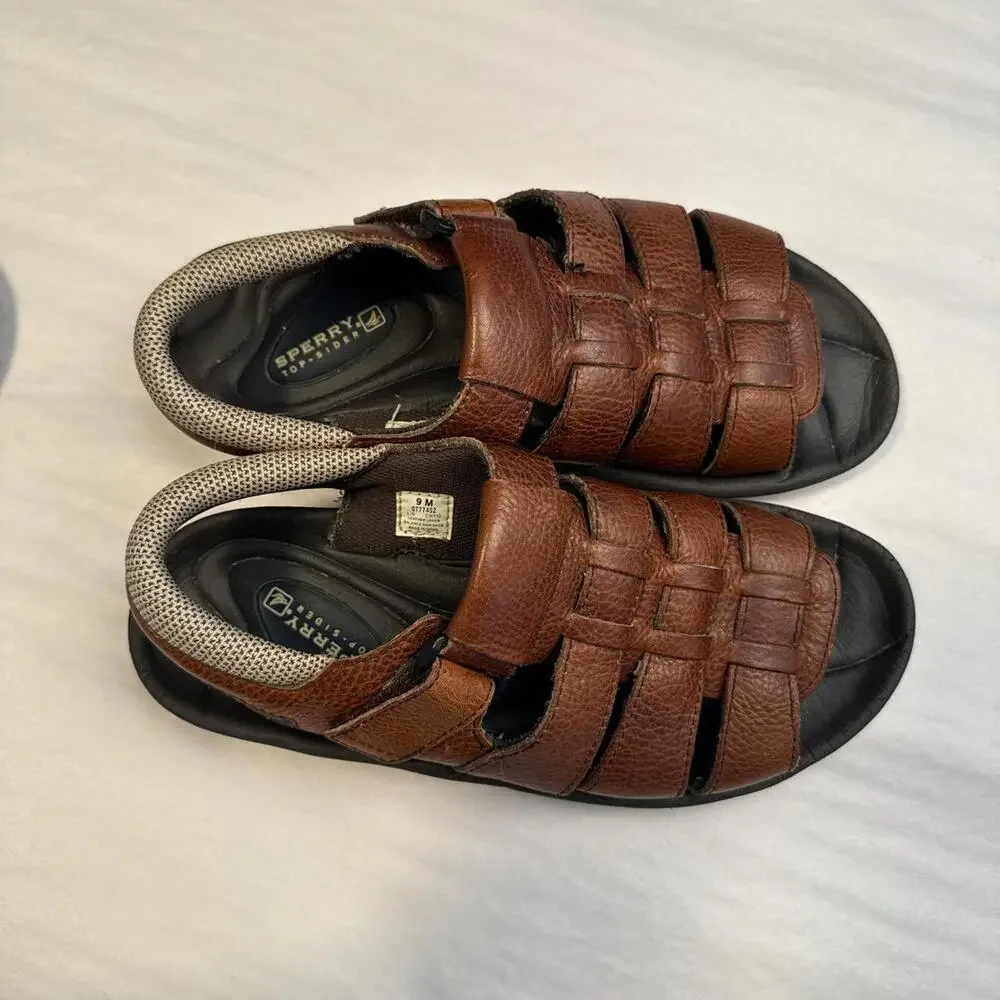 Vintage unisex 90s Sperry Top-Sider Leather Fisherman Sandals M’s 9‎ W’s 10.5